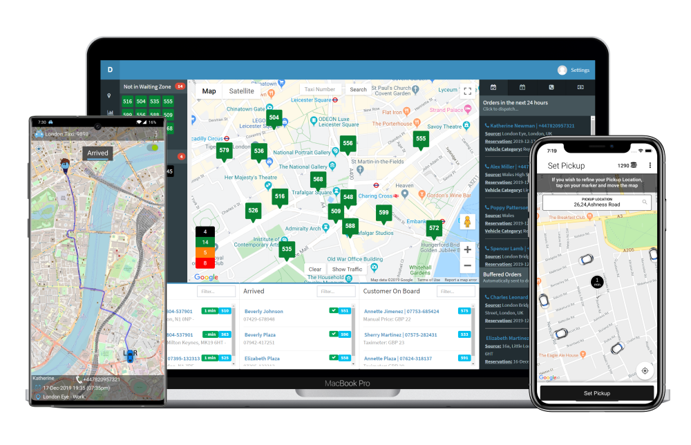 Cabbis web app, driver app, and customer app.